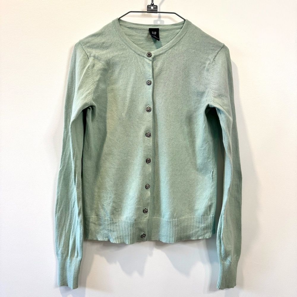 Gap Wool & Angora Button Long Sleeve Cardigan / Aqua / S
